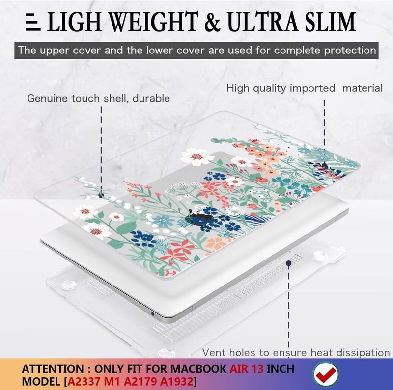 CISSOOK Compatible with MacBook Air 13 inch Case 2021 2020 2019 2018 Release A2337 M1 A2179 A1932 Model, Wild Floral Hard Shell Case for MacBook Air 13 Inch with Touch ID 2021-2018, Wild Green Flower - Image 4